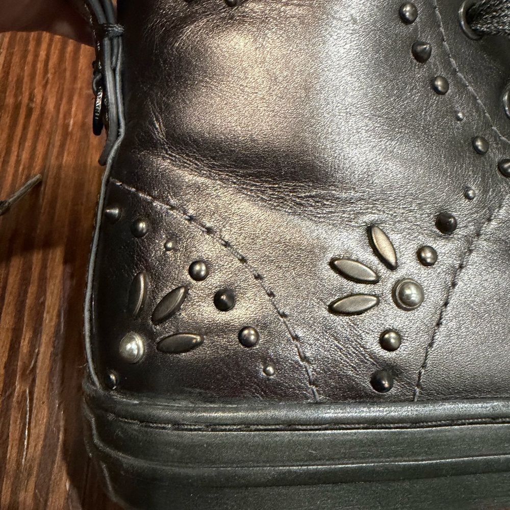 Coach C216 High Top Sneakers W/ Prairie Rivets Gun Metal Silver Sz 6.5 Designer - Picture 6 of 9